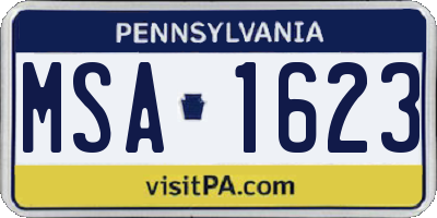 PA license plate MSA1623