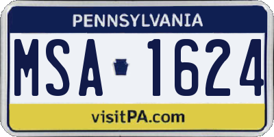 PA license plate MSA1624