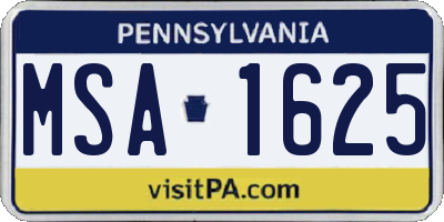 PA license plate MSA1625