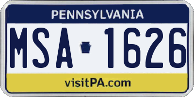 PA license plate MSA1626