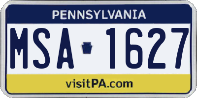 PA license plate MSA1627