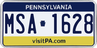 PA license plate MSA1628