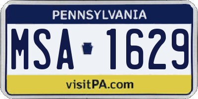 PA license plate MSA1629