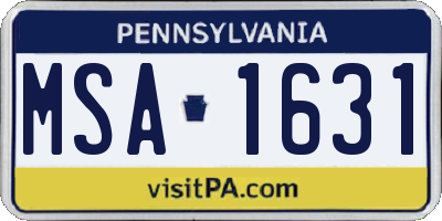PA license plate MSA1631