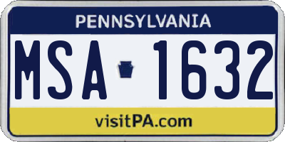 PA license plate MSA1632