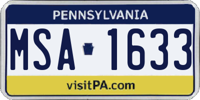 PA license plate MSA1633