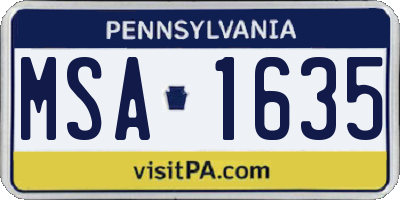 PA license plate MSA1635