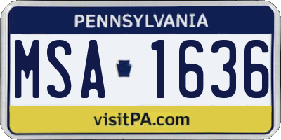 PA license plate MSA1636