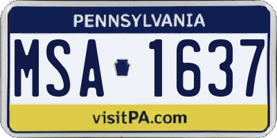 PA license plate MSA1637