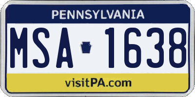 PA license plate MSA1638