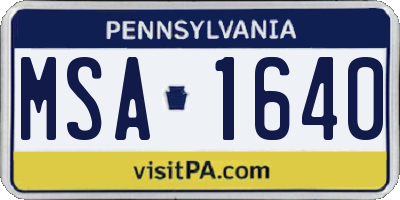 PA license plate MSA1640