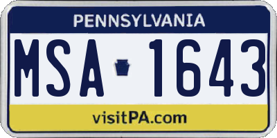 PA license plate MSA1643