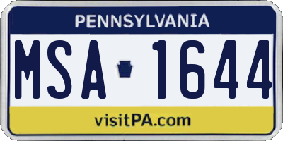 PA license plate MSA1644