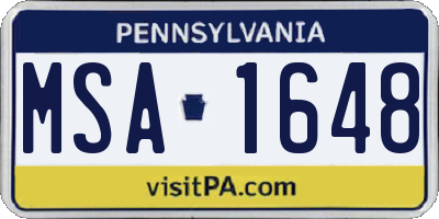 PA license plate MSA1648