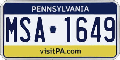 PA license plate MSA1649