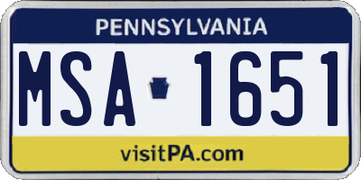 PA license plate MSA1651