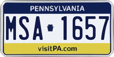 PA license plate MSA1657