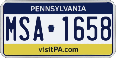 PA license plate MSA1658