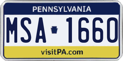 PA license plate MSA1660