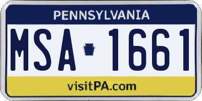 PA license plate MSA1661
