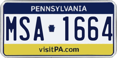 PA license plate MSA1664