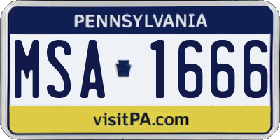 PA license plate MSA1666