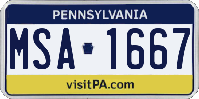 PA license plate MSA1667