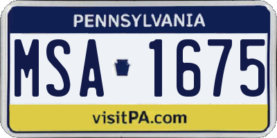 PA license plate MSA1675