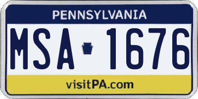 PA license plate MSA1676