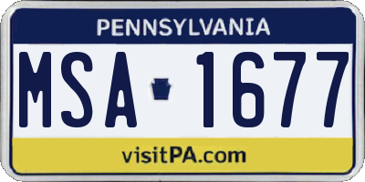 PA license plate MSA1677