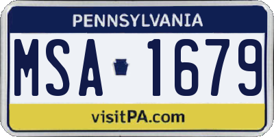 PA license plate MSA1679