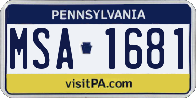 PA license plate MSA1681