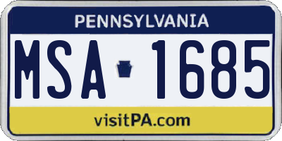 PA license plate MSA1685