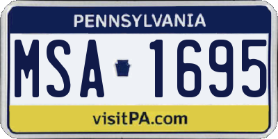 PA license plate MSA1695