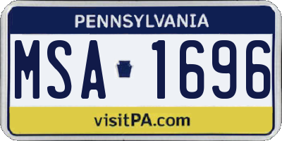 PA license plate MSA1696
