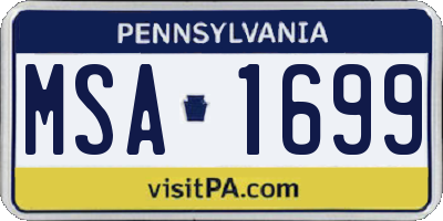 PA license plate MSA1699