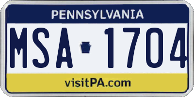 PA license plate MSA1704