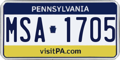 PA license plate MSA1705