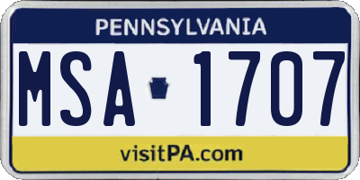 PA license plate MSA1707