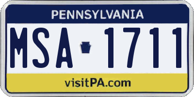 PA license plate MSA1711
