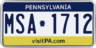 PA license plate MSA1712
