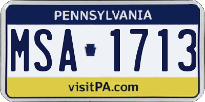 PA license plate MSA1713