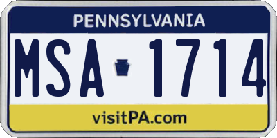 PA license plate MSA1714