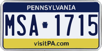 PA license plate MSA1715
