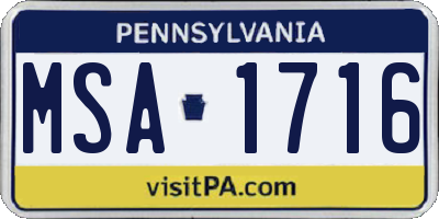 PA license plate MSA1716