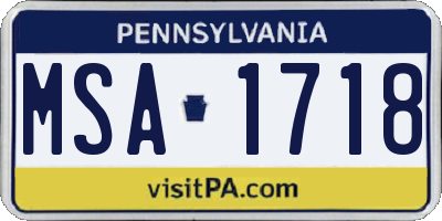 PA license plate MSA1718