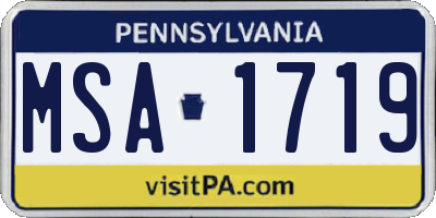 PA license plate MSA1719