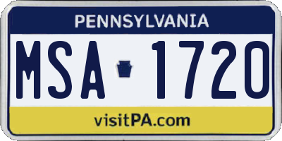 PA license plate MSA1720
