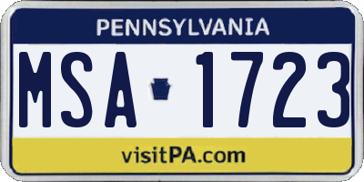 PA license plate MSA1723