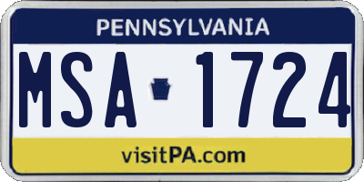 PA license plate MSA1724